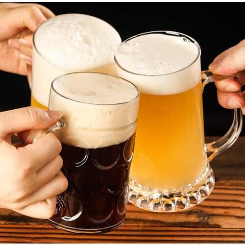 Large Capacity Acrylic Beer Mug Glass Transparent Plastic Anti-drop Bar Glass 400-600ml Juice Cup Draught-beer Cup