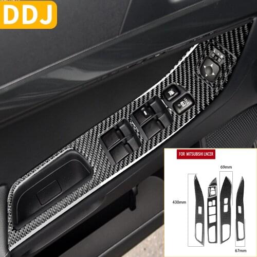 For Mitsubishi Lancer EVO X MR 2008-2015 Window Lift Panel Carbon Fiber Sticker Switch Button Frame Trim Cover Car Accessories