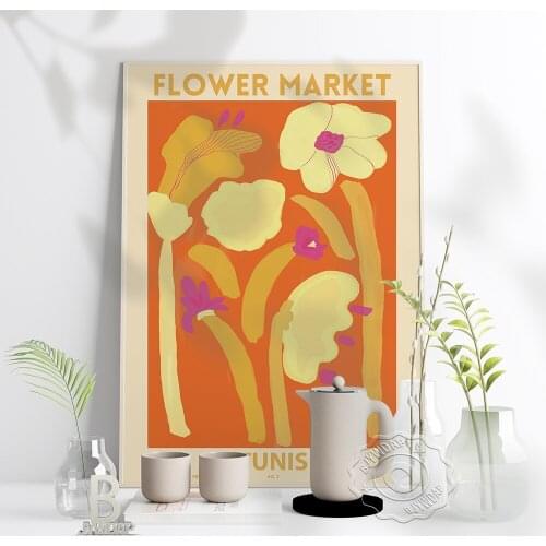 Europe Vintage Art Wall Decor Still Life Flowers Yellow Flower Print Poster Tunis Nordic Plant Flowers Home Kid Room Decor Gift