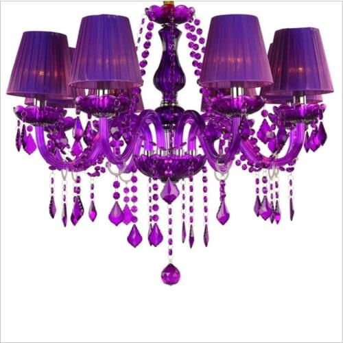 European Tiffany Purple Color Deco Crystal Chandelier Lustre Crystal Chandelier 18Arms D950mm E14 AC Optional Lustres De Cristal