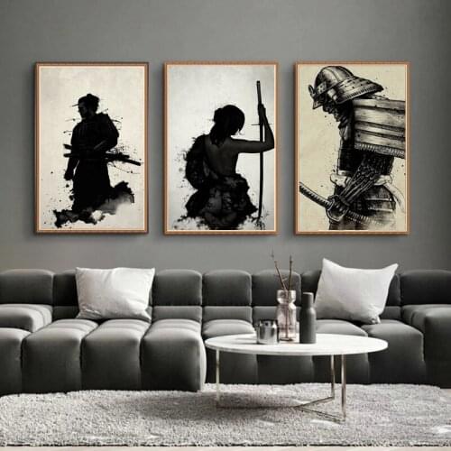 Japanese Samurai Canvas Painting Modern Art Posters and Prints Wall Art Picture Abstract for Living Room Home Decoration Cuadros