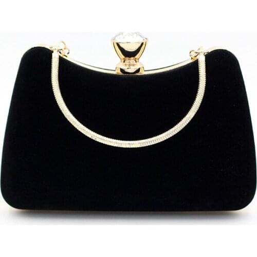 Women Diamond Lock Retro Elegant Velour Chain Clutch Wallet Purse shoulder Bag women for Wedding Party 2020 new style