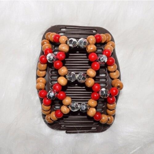 Red pearl and wooden style beads Magic thick new high quality Comb 20 pcs/lot professional work lady hair accessory
