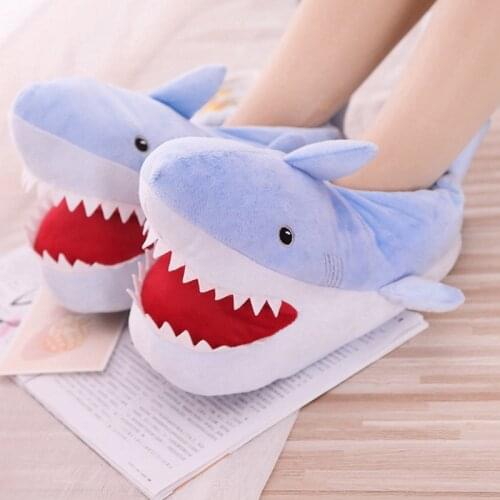 Cute Shark Plush Indoor Shoes Toy Warm Winter Adult Shoes Stuffed Cartoon Shoes Valentine Gift for Girls