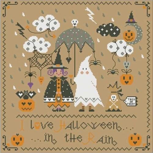 Halloween in the rain patterns Counted Cross Stitch 11CT 14CT DIY Chinese Cross Stitch Kit Embroidery Needlework Sets
