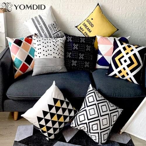 Chemical Fiber Cushion Cover 45x45cm Geometric Letter Print Polyester Home Decorative Throw Pillow Cover Decorative Pillowcase