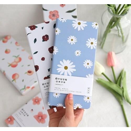 Weeks 2021 floral simple and creative square inner page weekly plan hand book hardcover schedule book small size carry notepad