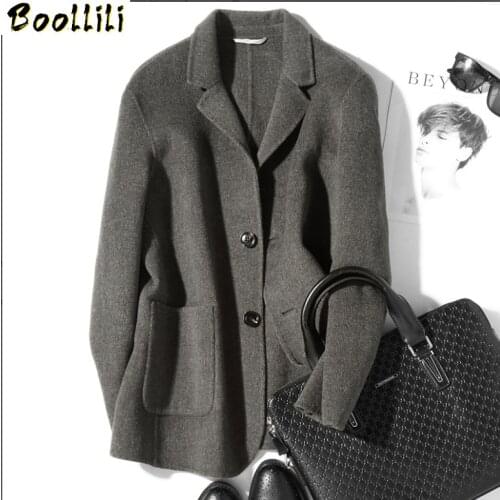 Boollili 2020 New Mens Wool Coat Korean Double-sided Woolen Jacket Overcoat Mens Coats and Jackets Gray