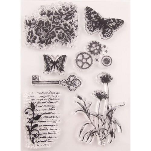 Butterfly Key Transparent Clear Silicone Stamp Seal DIY Scrapbook Rubber Stamping Coloring Embossing Diary Decoration Reusable