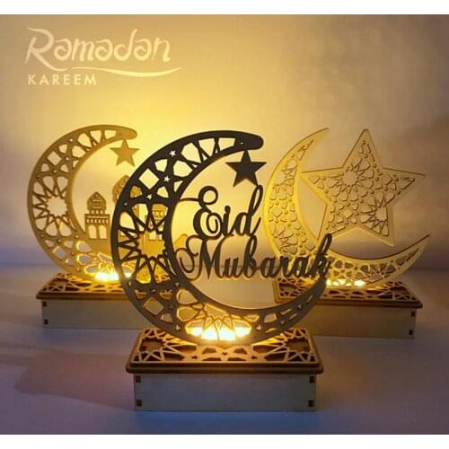 QIFU EID Wooden Ornament Eid Mubarak Ramadan Decor for Home Islamic Muslim Party Decor Kareem Ramadan and Eid Decor Eid AL Adha