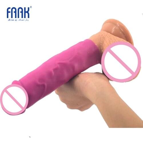 FAAK realistic dildo silicone big penis sex toys for women anal massage pussy masturbate huge male dick pink lesbian flirting