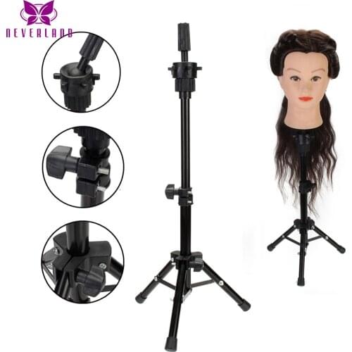 Adjustable Salon Wig Tripod Stand Wig Holder Hair Styling Practice Holder Hairdressing Training Head Clamp Mini Wig Head Stand