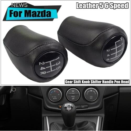 5 6 Speed Leather Car Manual Gear Shift Knob Stick Shifter Lever For Mazda 3 BK BL 5 CR CW 6 II GH CX-7 ER MX-5 NC III
