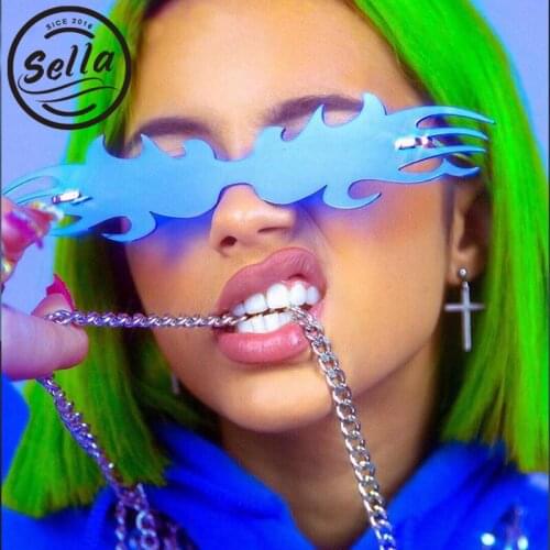 Sella 2020 New Fashion Women Men Unique Oversized Irregular Crab Shaped Sunglasses Party Street Style Rimless Tint Lens Eyewear