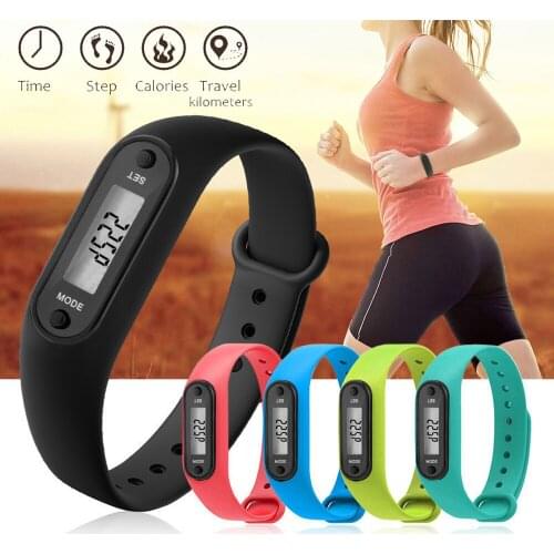12 kleuren Digitale LCD Siliconen Stappenteller Run Stap Calorie Counter Polshorloge Sport Fitness Horloge Armband Unisex A3065