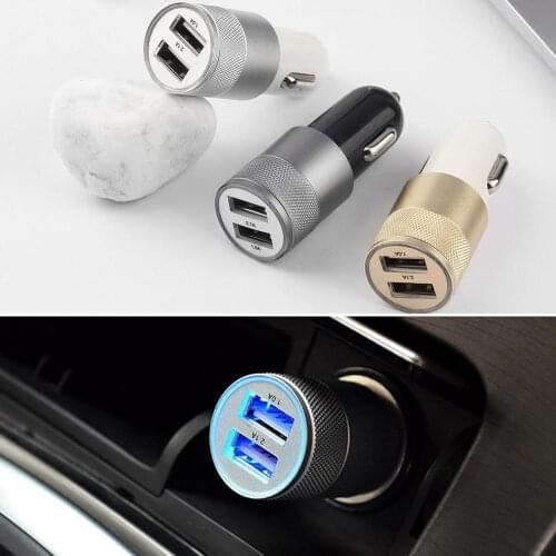 Strong Compatible DC12-24V 2.1A 1.0A Aluminium Dual USB-port USB Universal Car Charger Adapter Suitable For iphone6/6s 3 Colors