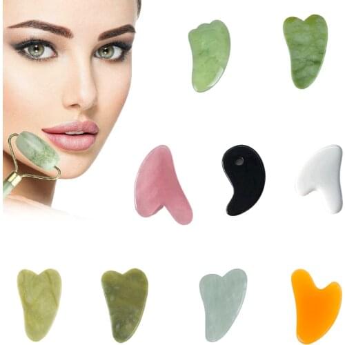 Natural Jade Gua Sha Scraper Board Massage Rose Quartz Jade Guasha Stone For Face Neck Skin Lifting Wrinkle Remover Beauty Care