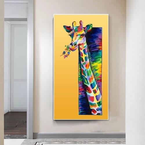 Modern Watercolour Giraffe Canvas Painting Abstract Cute Animals Posters and Prints Wall Art Pictures for Living Room Home Decor