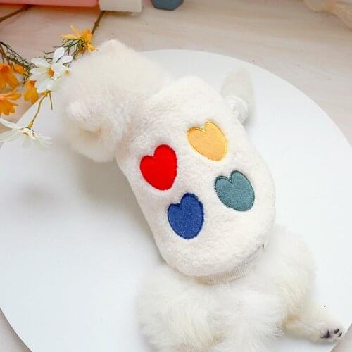 Rainbow Heart Printing Warm Pet Costume for Dog Coat Jacket Puppy Vest Cat Outfit Winter Dog Clothes for Small Dogs Pet Supplies