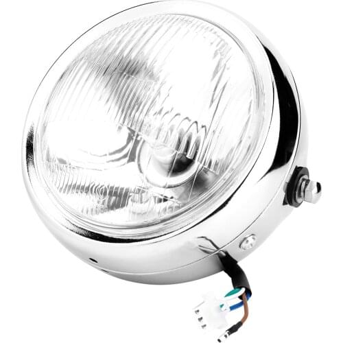 Universal Motorcycle Retro Silver Shell White Lens Headlamp Front Headlight For GN125 5.75 Inch Silver White Glass Headlamp