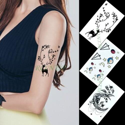 Waterproof Temporary Tattoo Sticker moon sun star plane deer bird small art tatto flash tatoo fake tattoos for women men kid