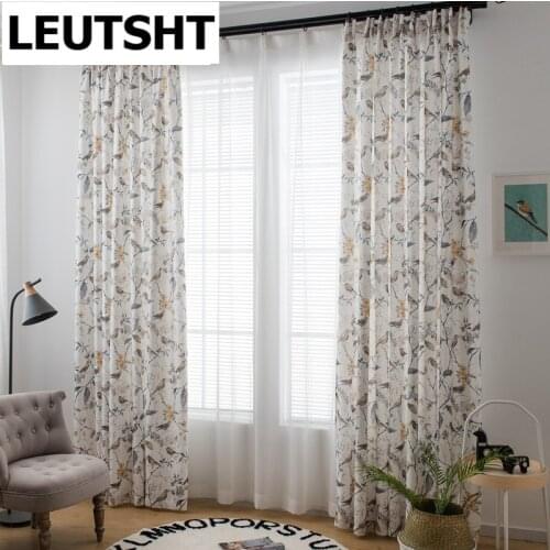 Top-quality American-style Bird Print Curtains For Blackout Curtains Windows Living Room Bedroom Kitchen Curtains