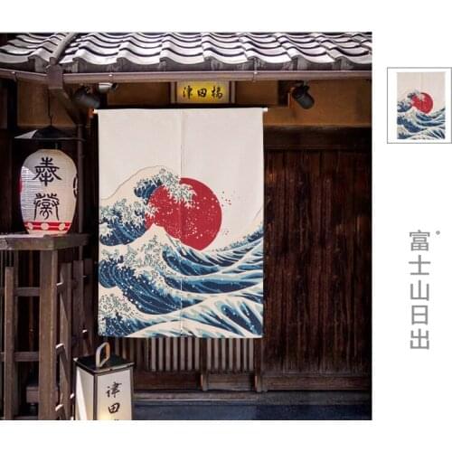 Japanese Taiwan Chinese Noren Mount Fuji and Sunrise Thicken Door Curtain Japan Fujisan Fujiyama Portiere Hangings Door for