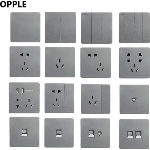 YouPin OPPLE Gray wall switch socket, cassette splash box, double control double switch, TV phone computer jack