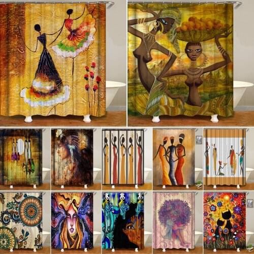 Abstract African American Women Shower Curtain Slim Sexy Girl Prints Fabric Polyester Bathroom Curtains Home Decoration