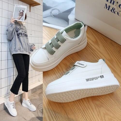 Inner increase velcro thick-soled white shoes womens fall 2021 new student casual fashion sports shoes sneakers trend