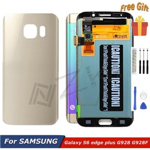 5.7''for SAMSUNG Galaxy S6 edge plus AMOLED Display G928 LCD G928F Touch Screen Digitizer Assembly with frame Battery Back Cover