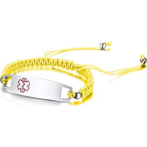 Gold Steel Knot Bracelet Titanium Steel Medical Sign Curved Brand Braided Adjustable Hand Strap Yellow Dark Green B00460