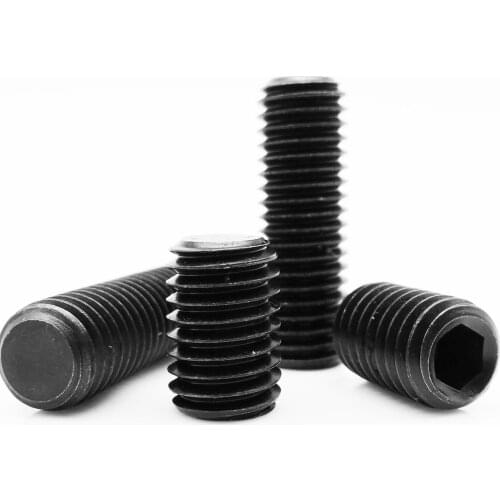 1/50pcs M2.5 M3 M4 M5 M6 M8 M10 M12 M16 Black Grade 12.9 Steel Allen Head Hex Hexagon Socket Flat Point Set Screw End Grub Bolt