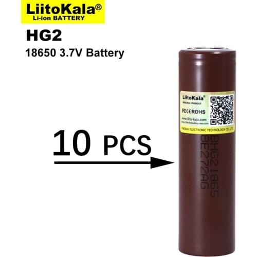 10PCS Liitokala 18650 Rechargeable Battery HG2 3000mAh 3.6V Lithium Continuous Discharge 20A Dedicated Electronic Power Battery