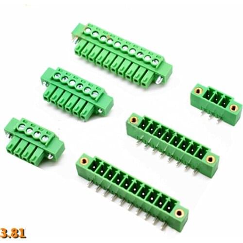 3.81mm Pitch PCB Screw Terminal Blocks with Flange, Plug + Right Angle Pin Header