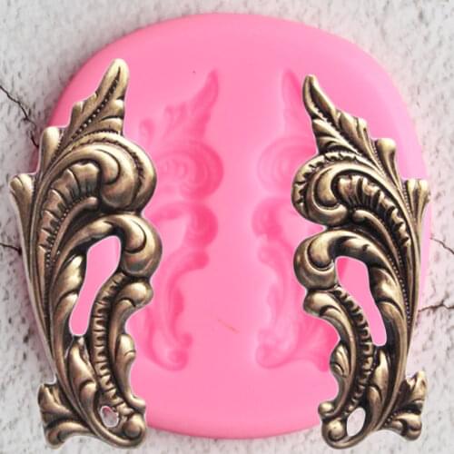 3D Craft Scroll Relief Border Silicone Molds Leaves Cupcake Topper Fondant Cake Decorating Tools Candy Chocolate Gumpaste Moulds