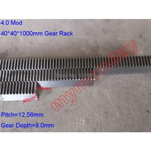 4M 4.0 Mod 40*40*1000 mm Mold Spur Gear Rack Precision CNC Rack Straight Teeth Toothed rack