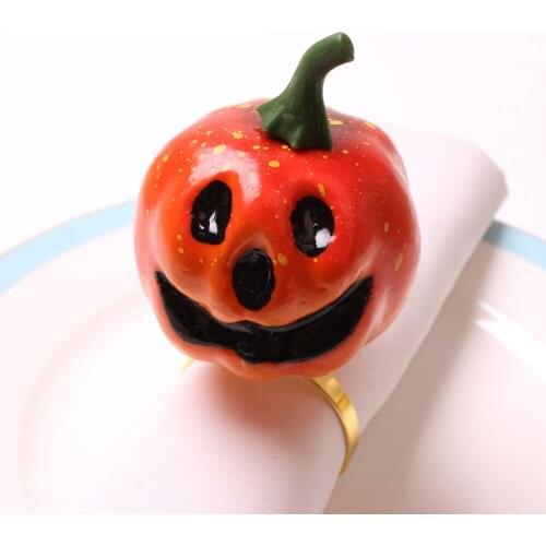 6pcs New Halloween Autumn Harvest Festival Golden Powder Pumpkin Napkin Ring Big Pumpkin Napkin Button Golden Napkin Ring
