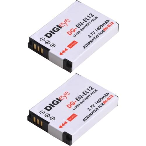 2x 1400mAh EN-EL12 ENEL12 EN EL12 Battery for Nikon Coolpix A1000 B600 W300 A900 AW100 AW110 S6300 S8100 S8200 S9300 S9400 P310
