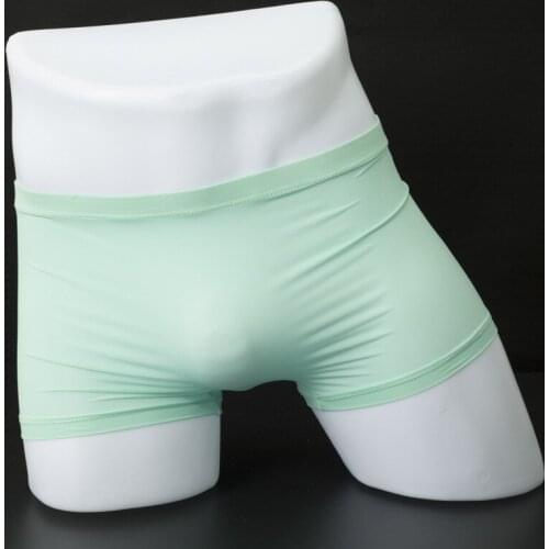 Mens Seamless Ice Silk Boxers Solid Sexy U Pouch Breathable Male Underwear Thin Cueca Calzoncillos Transparent Man Underpants