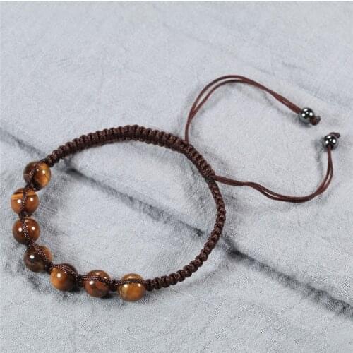 Women Men Handmade Adjustable Beads Bracelet Natural Lava Tiger Eye Stone Energy Healing Balance Bracelets Charm Yoga Jewelry