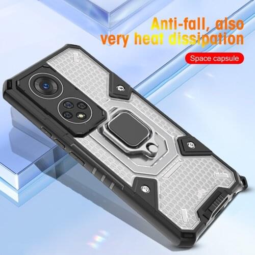 Armor Case For Huawei p50 Pro Space Capsule Stand Holder Magnetic Ring Shockproof Phone Back Cover For Honor 50 Pro SE Coque Cap