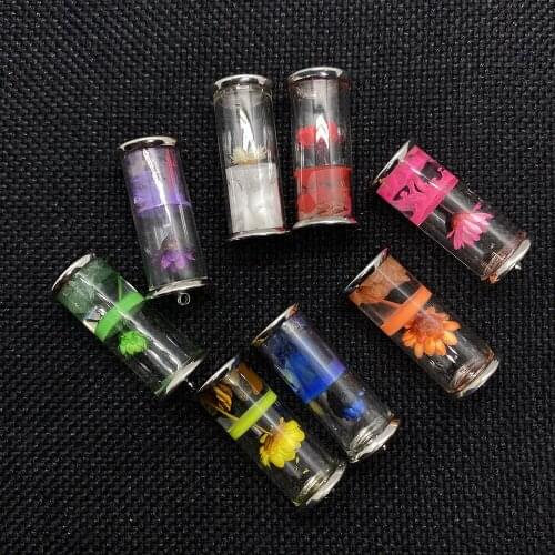 Color Transparent Lotus Glass Bottle Pendant Handmade DIY Charm Jewelry Making Supplies Fashion Necklace Earrings Accessories