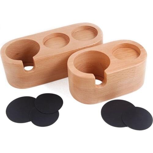 1PC Sturdy wooden Coffee Tamper Holder Tamping Stand 58mm Barista Shelf Mat Espresso Coffee Machine Handle Tools Bracket