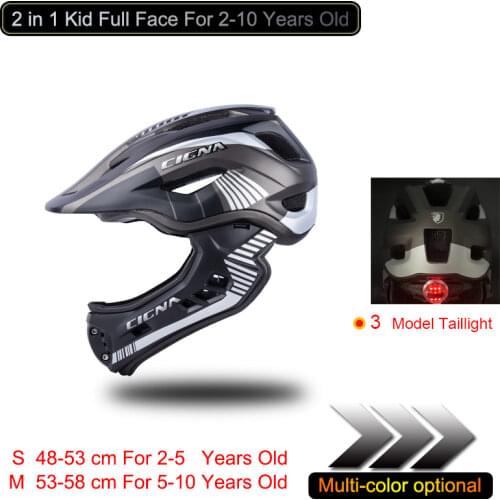 Kids Cycling Helmet with Taillight Full Face Detachable Children Helmet MTB Downhill Bike Helmet Sports Safety Capacete Ciclismo