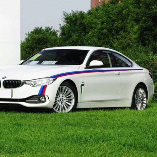For-BMW 1/2/3/4/5 serie E90 F10 F20 F30 F45 F30 F33 M3 m4 Tricolor Sport Stripes Car Waist Lines Sticker Auto Body Accessories