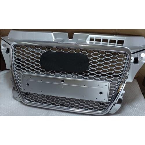 For RS3 Style Front Sport Hex Mesh Honeycomb Hood Grill Chrome Grey for Audi A3/S3 8P 2009 2010 2011 2012 2013