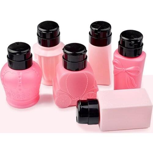 1pc Empty Pump Liquid Alcohol Dispenser Press Nail Polish Remover Cleaner Bottle Make Up Refillable Container Manicure Tools