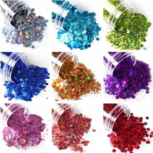 Holographic Mix Laser Hexagon Shape Nail Glitter Flakes Sparkly 3D Nail art Sequins Polish Decorations for Nail Art Accessories