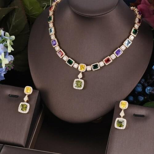 Jankelly Nigeria 2pcs Bridal Zirconia Jewelry Sets For Women Party Luxury Dubai Nigeria CZ Crystal Wedding Jewelry Sets